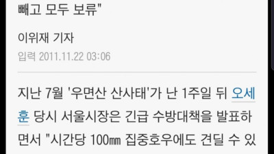 이번 서울 침수가 박원숭두창 때문인 이유